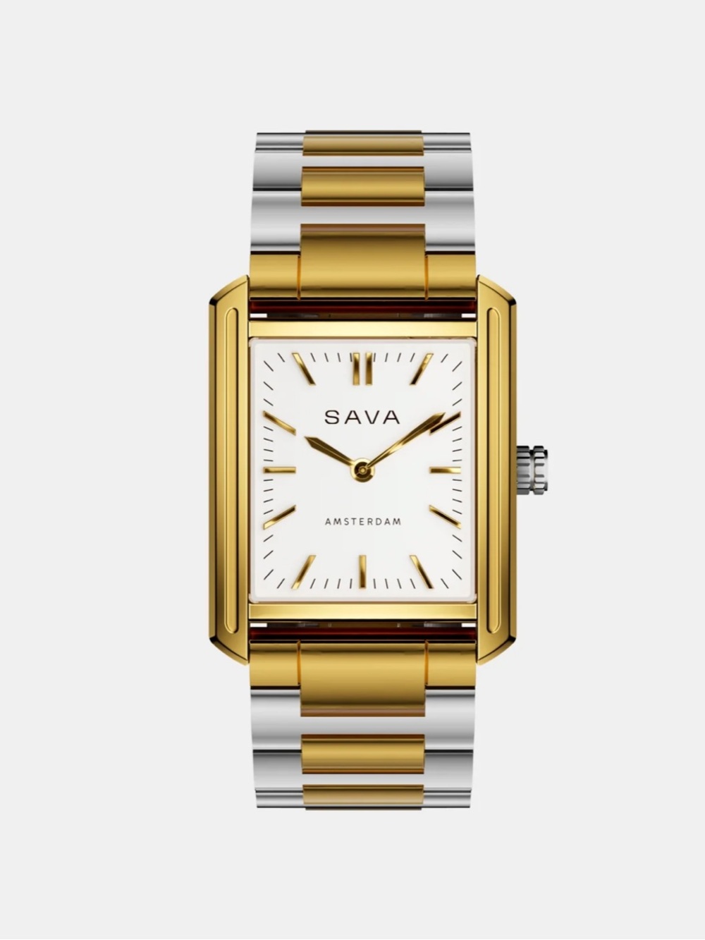 Men's Two-Tone Gold & Silver Rectangular Watch RIVIERA Sava Amsterdam Watch